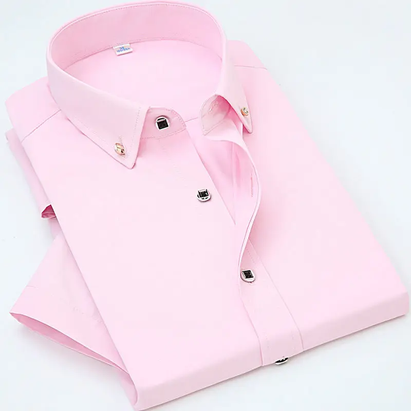 Cotton Shirts Mens Short Sleeve Dress Shirts Mens Fashion Clothing Trends Oversized Button Up Shirt Business Office White Shirt