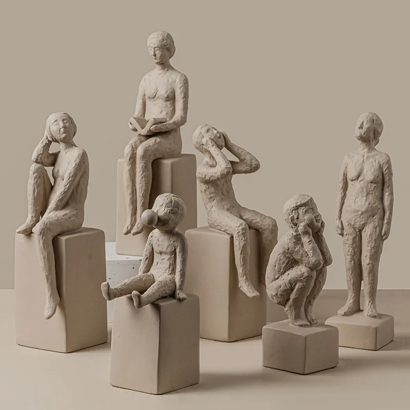 

Creative Family Figures Sculpture Statue Decor Modern Simple Embryo Human Portrait Living Room Desk Art Office Home Decoration