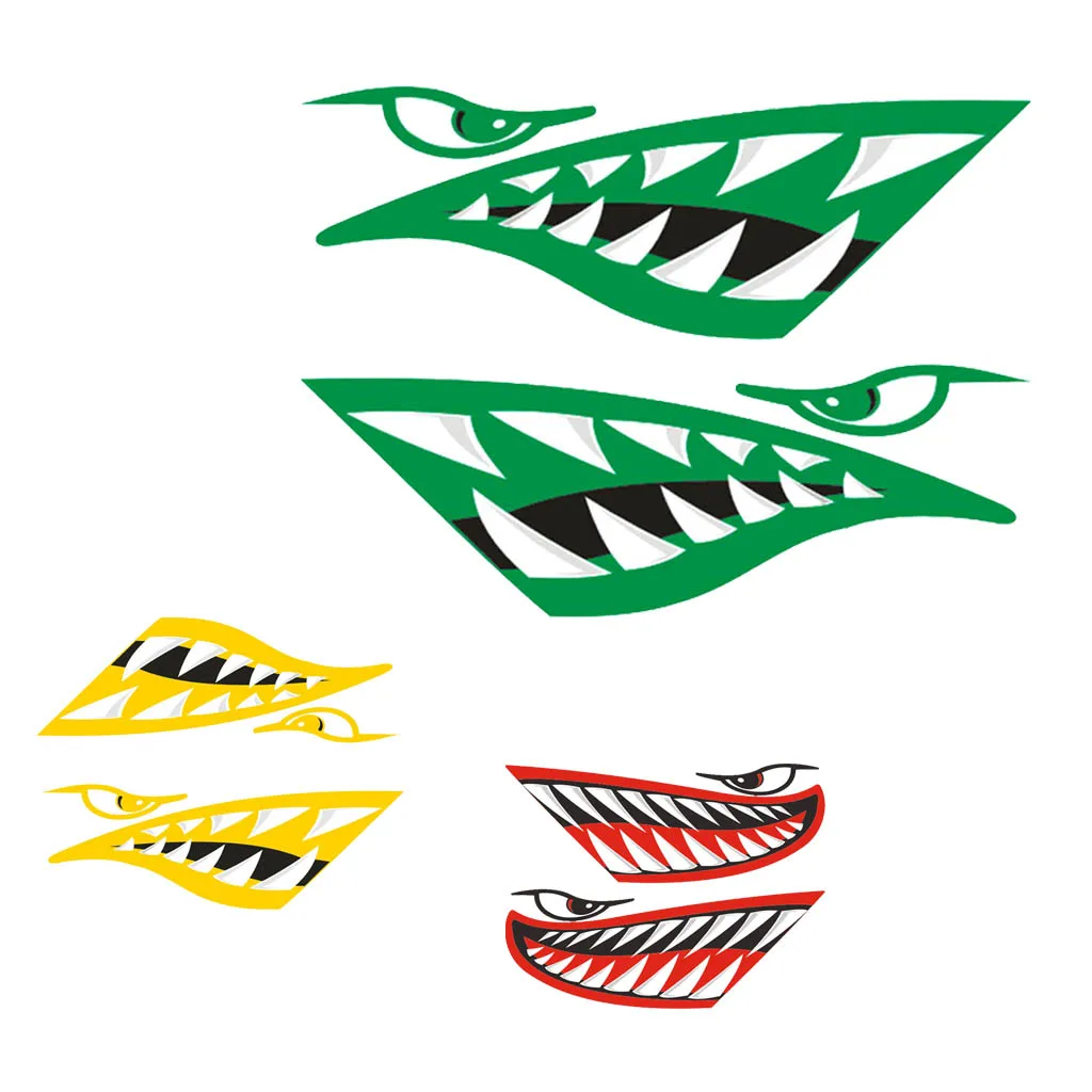 2 Pieces Vinyl Shark Teeth Mouth Decals Stickers for Kayak Canoe Boat Waterproof Self Adhesive Strong and Durable | Автомобили и