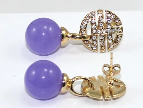 

vintage style 10mm purple Natural Stone Earrings