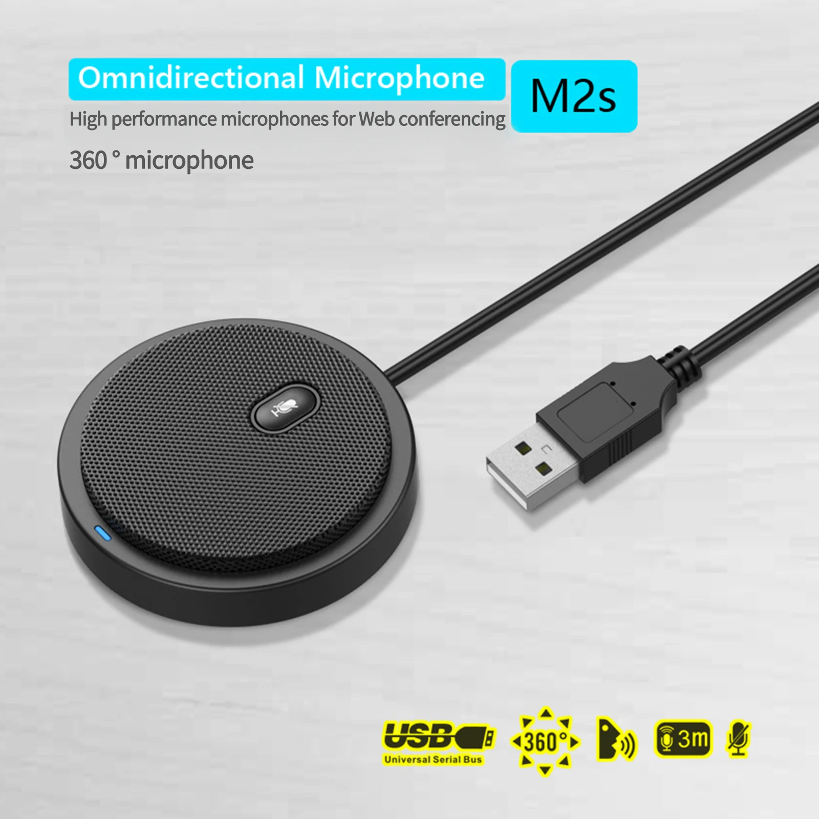 

360 Degrees USB Omnidirectional Microphone Desktop Pickup Microphone For Conference Video Direct Pickup Microphone