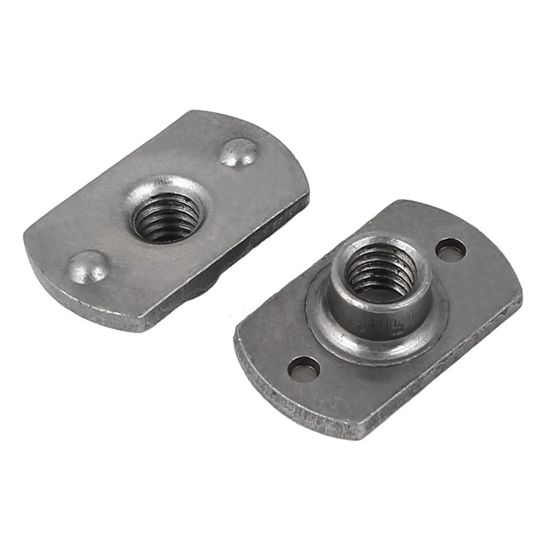 

M6 Carbon Steel Slab Base T-Shaped 2 Projection Weld Nuts 25 Pcs