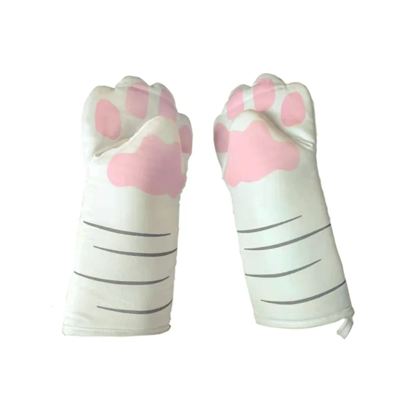 

Cartoon Cat Paws Bakeware Oven Mitts Gloves Cotton Baking Insulation Gloves Microwave Heat Resistant Anti-scald Kitchen Gloves