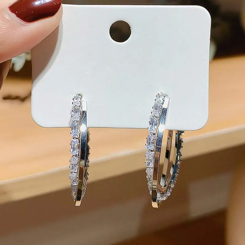 Иглы Серьги для женщин ювелирные украшения кубический циркон большой круглый