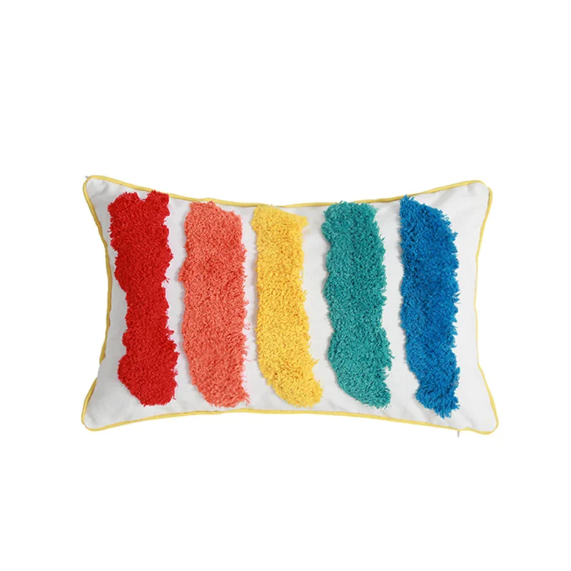 

Color Tufted Cushion Cover Moroccan Style Pillow Cover Tassel Embroidery Pillow Case Home Decor Car Sofa Living Room Decoration