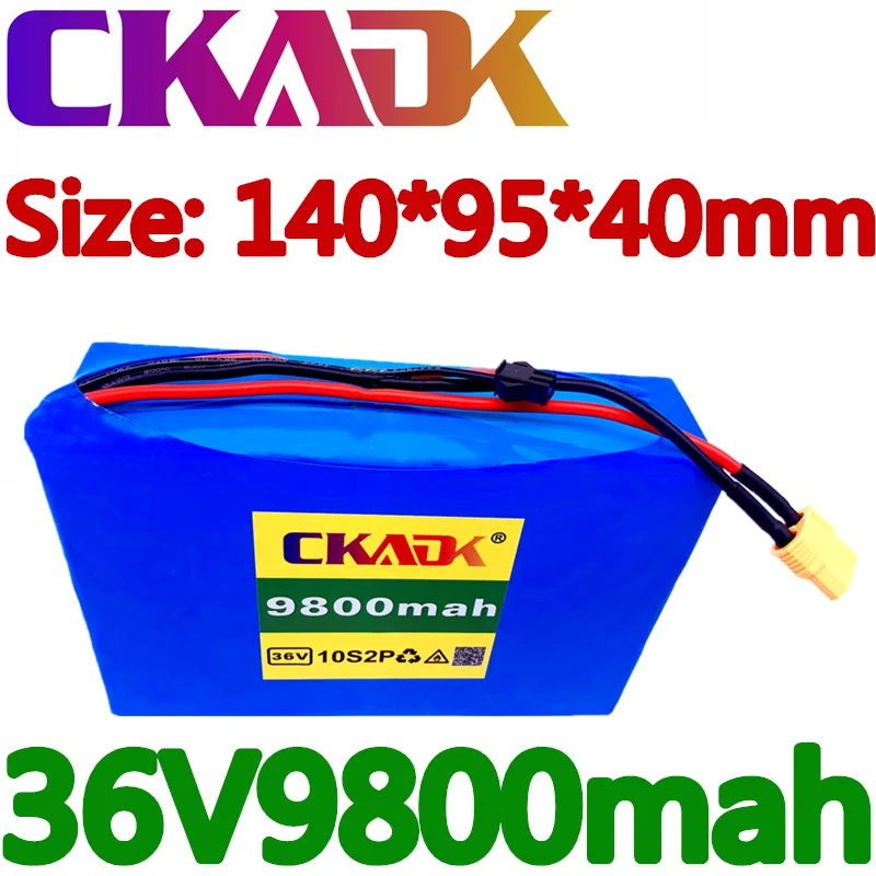 

CKADK 10S2P 36V 9.8Ah 450Watt 18650 Lithium ion battery pack ForScooter skateboard ebike electric bicycle 42V 37V 35E XT60 SM 2P