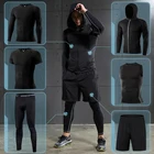 Мужские комплекты для бега, обтягивающая Спортивная одежда для тренажерного зала, баскетбола, тренировок, фитнеса, бега, спортивная одежда, компрессионная спортивная одежда