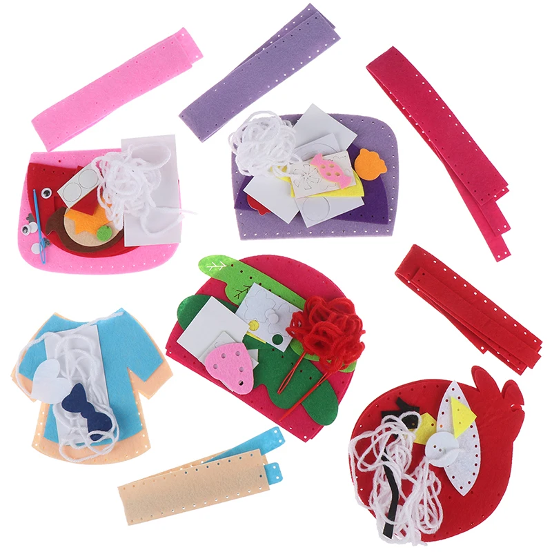 

1pcs DIY Applique Bag Kids Children Handmade Montessori Toys Non-woven Cloth Cartoon Animal Flower Bag Craft Art Craft Gift