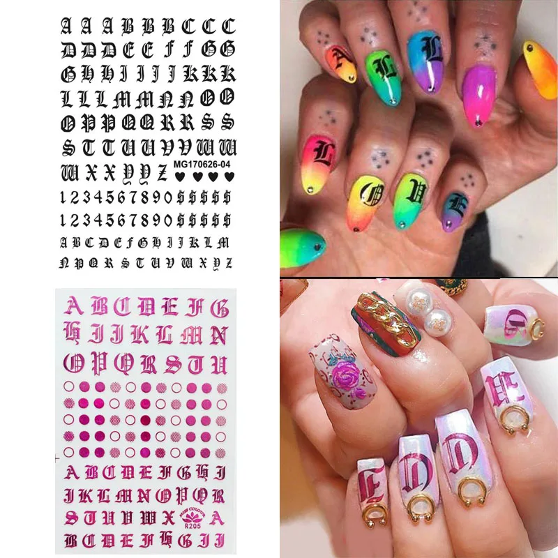Letter Numbers Decals 3D Nail Art Sticker Water Circles DIY For Decorations Polish Tools | Красота и здоровье