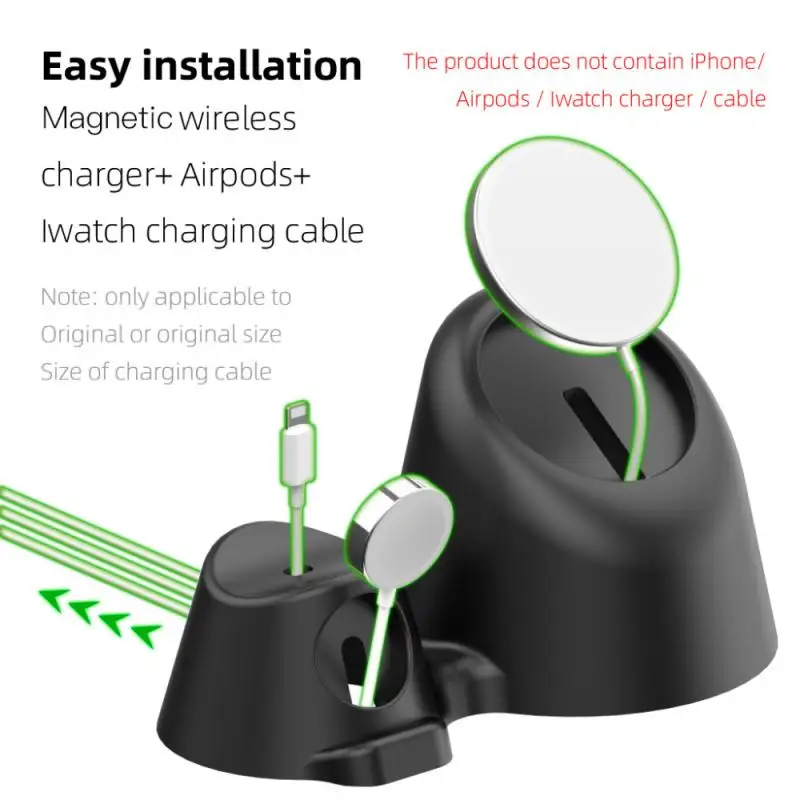 mobile phone wireless charger holders for iphone iwatch airpods wireless charging stand silicone magnetic charger station holder free global shipping