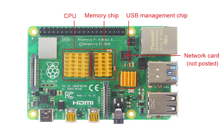 Raspberry pi 4B корпус из алюминиевого сплава металла с 3 шт. алюминиевый радиатор комплект для охлаждения кулер