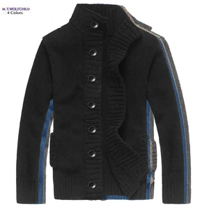 Высококачественные зимние мужские шерстяные свитера с длинным рукавом и высоким воротником 2020, Повседневный Кардиган, плотная вязаная верхняя одежда, модные мужские пальто