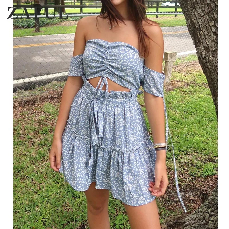 Женский комплект из двух предметов ZAFUL пышная юбка с открытыми плечами и