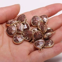 3pcs water drop shape natural faceted stone charms pendants medical stone for necklace diy jewelry making 13x18mm