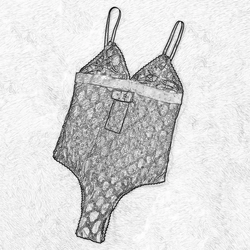 

Women Letter Lingerie set Mesh net Lace underwear set