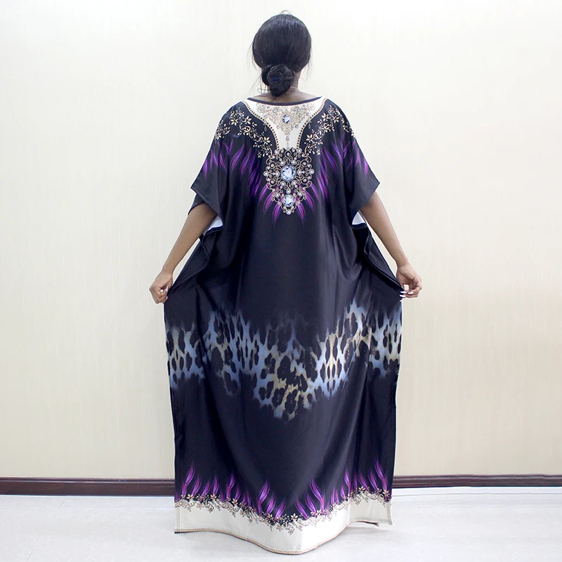 

African Dresses for women Fashion Gem Pattern Printed O-Neck Half Sleeve Loose Mama dress