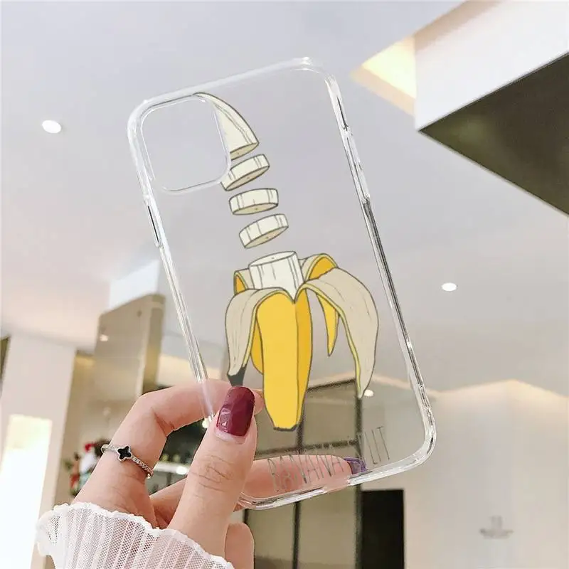 

Lovely Cartoon Funny Banana Phone Case Transparent soft For iphone 5 5s 5c se 6 6s 7 8 11 12 plus mini x xs xr pro max