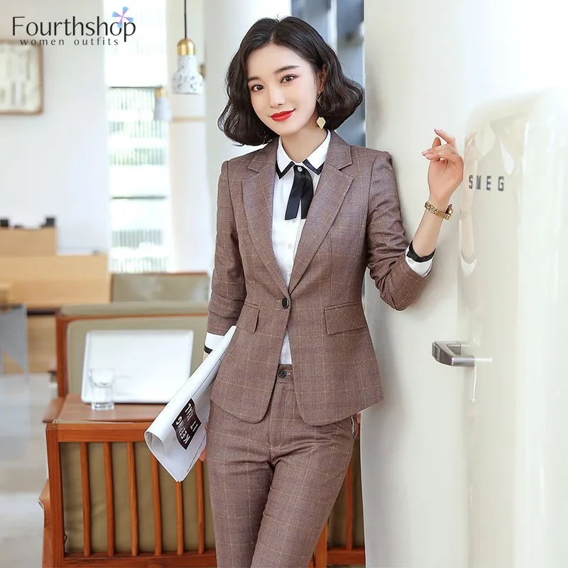 Деловая форма женские костюмы для работы элегантный клетчатый дизайнерский