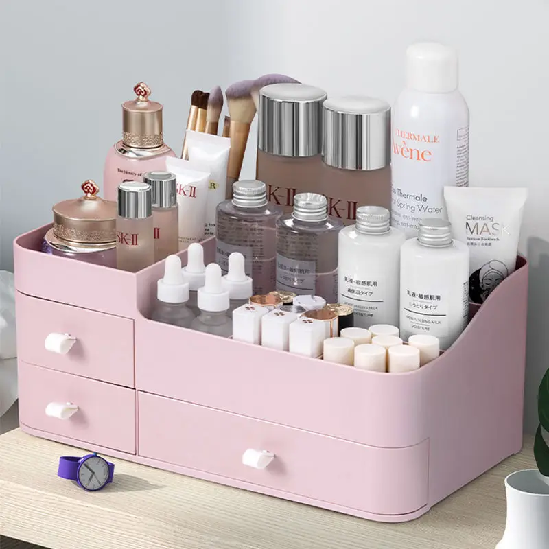 

1 PCS Drawer Type Cosmetics Storage Box Dormitory Desktop Finishing Dresser Skin Care Lipstick Plastic Shelf Drawer type storage