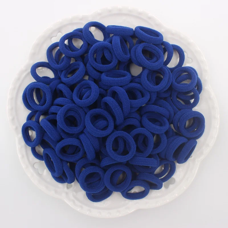 Royal blue 100 шт./лот, красный, винный, темно-синий, темно-кофейный, Королевский синий и темно-фиолетовый цвета, Разноцветные Детские эластичные резинки для волос, аксессуары для волос для девочек - Цвет: Royal blue
