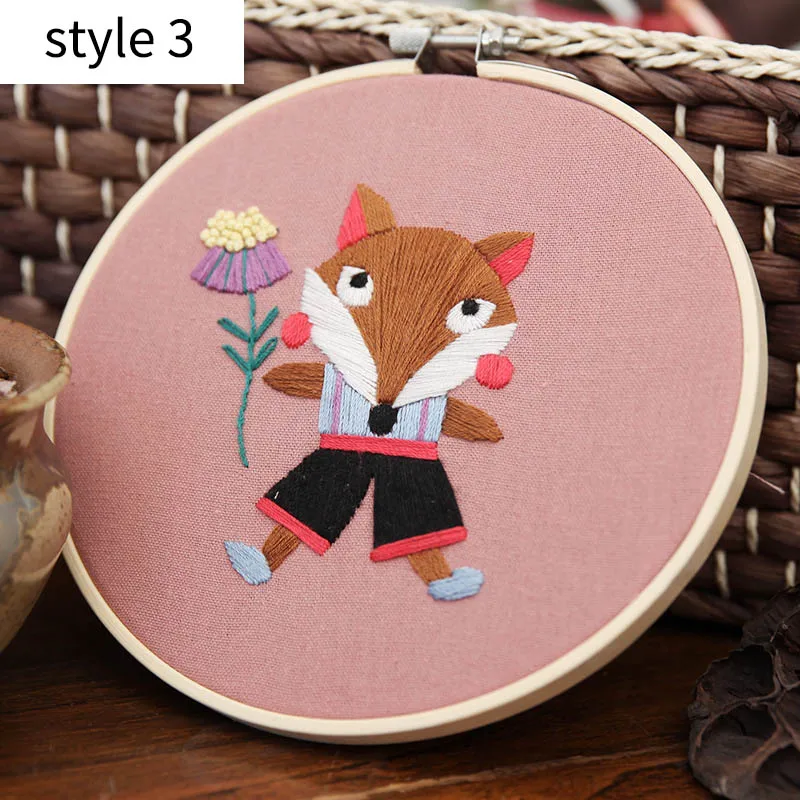 style 3 Подвесные картины 15*15 см вышивка DIY ручной работы комплект милый мультфильм животное для начинающих рукоделие материал посылка - Цвет: style 3