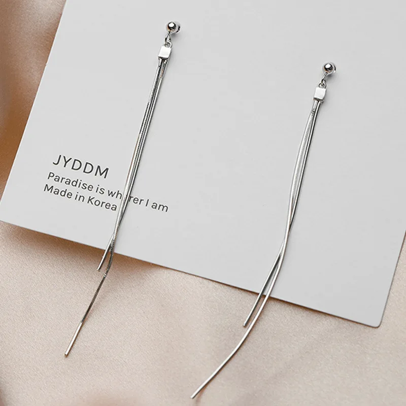 Женские серебряные серьги простые маленькие круглые многолинейные длинные