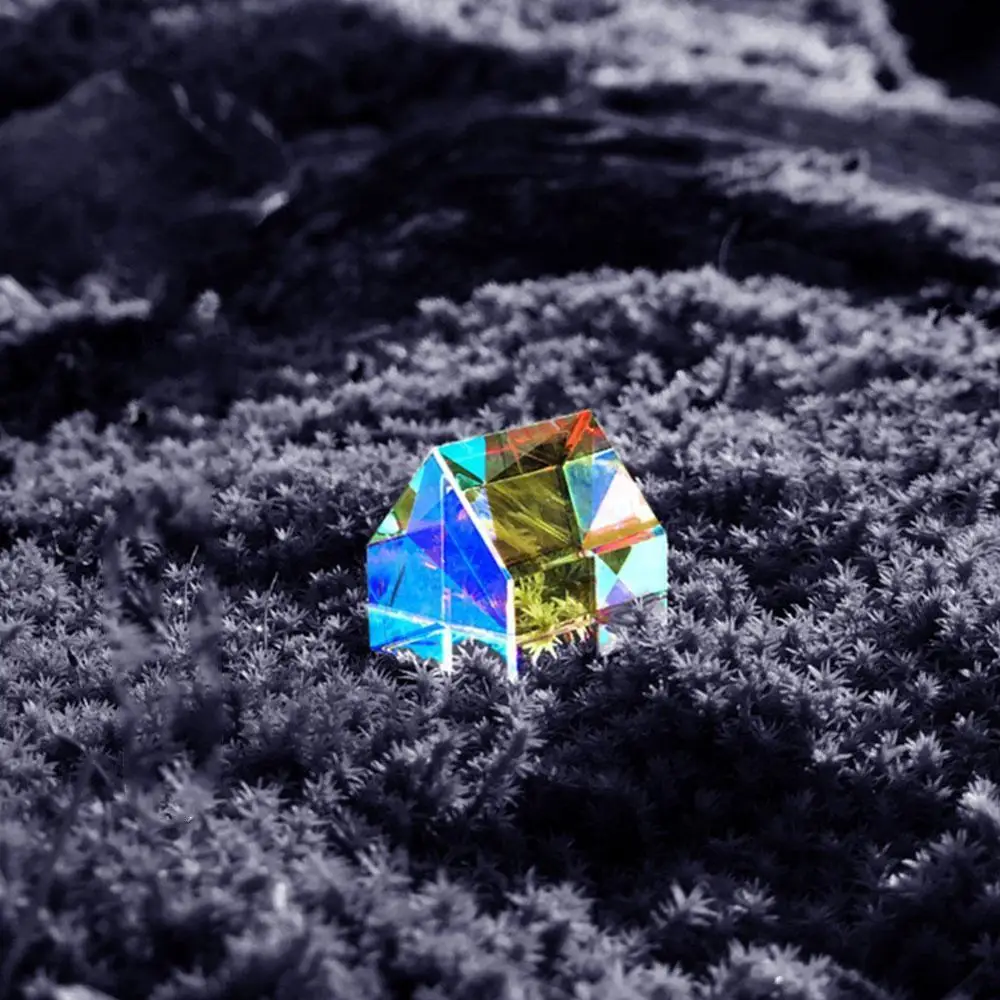 

Optical RGB glass prism Colorful Prism X Cube Creative Shape 20*20*18cm Color Glass Cabin Square Prism Optical Lens E9D9