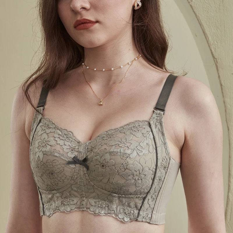 

Women's Full Coverage wire free Non-Foam Lace Bra 34 36 38 40 42 B C D E F