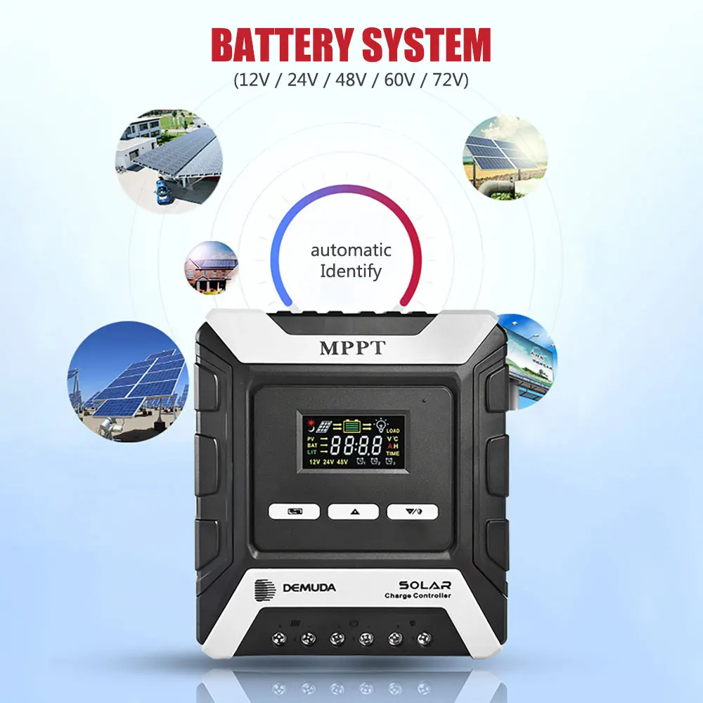

MPPT Solar Charge Controller 10A 20A 30A 40A Backlight LCD 12V/24V/48V Solar PWM Controller PV Home Input Auto Power Track