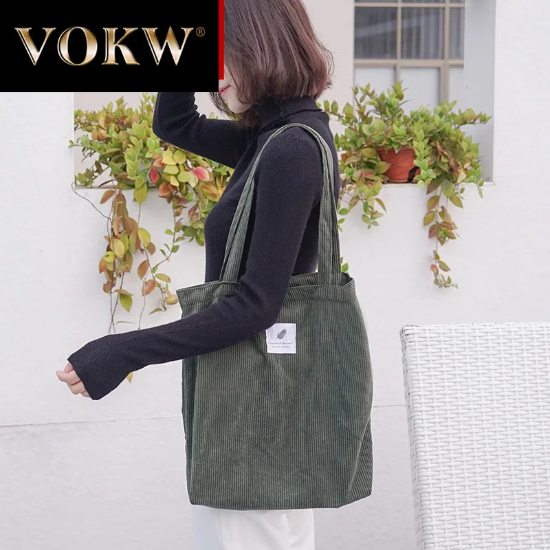 Женская Вельветовая Холщовая Сумка-тоут женские тканевые сумки через плечо