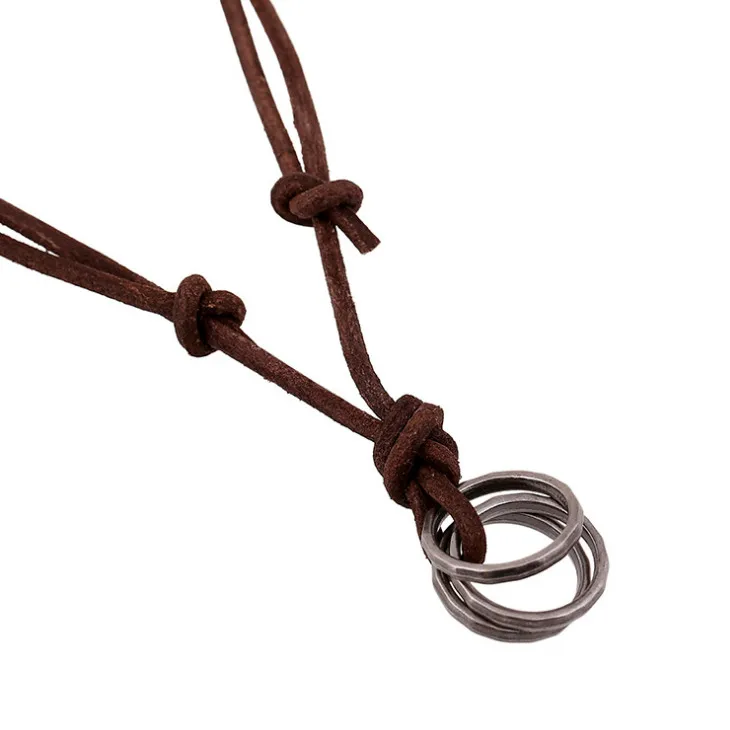 Длинное ожерелье из кожи в стиле панк-рок изящное с регулируемой подвеской для