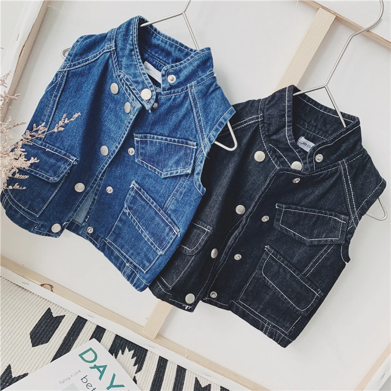 Женский джинсовый жилет джинсовая куртка для мальчиков на весну и осень верхняя