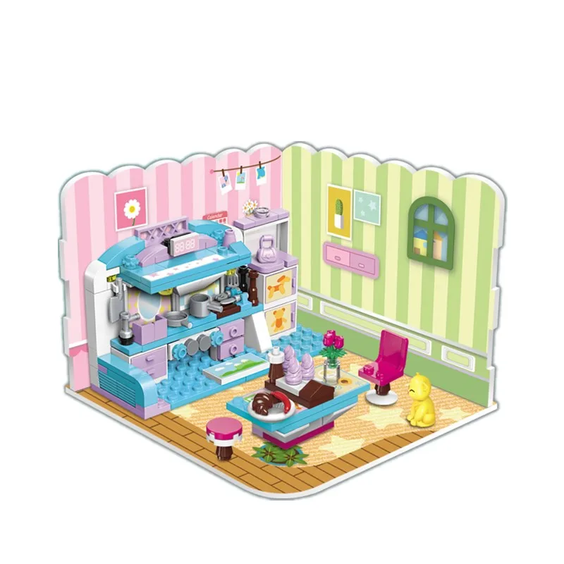 Дом для девочек Строительные кирпичи 194 шт. модель кухни гостиной сборочные блоки