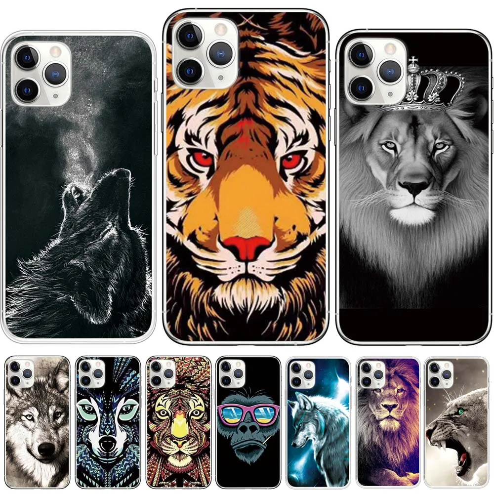 Белый котенок Король Лев Корона волк сильный тигр ainimals чехол для телефона iphone x xr