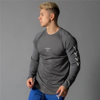 new fashion spring black breathable t shirt mens running sports tight mesh long sleeves gym fitness bodybuilding workout tops