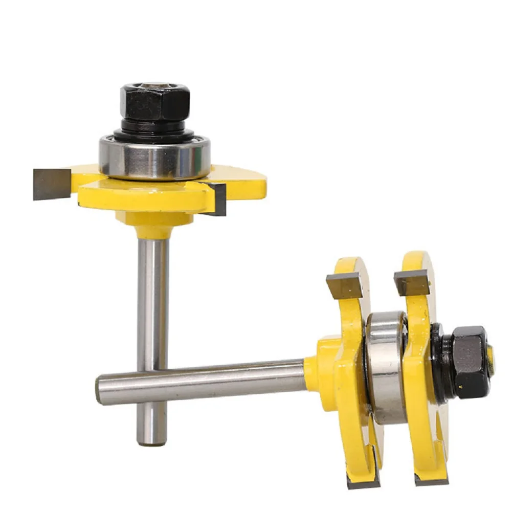 

2 Pcs 6.35mm Shank Joint Assembly Router Bit Set 1 / 4 Stock Wood Cutting Tool Anti-Kickback Design Woodworking Milling Cutter