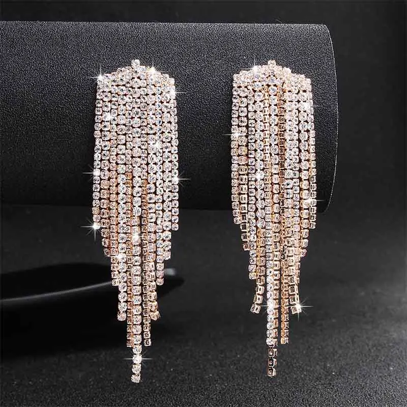 ERS-J4040-Gold Miallo, новинка, свадебные серьги с австрийскими кристаллами и кисточками, свадебные Женские Висячие серьги для невесты, подружки невесты, ювелирные изделия, подарки - Окраска металла: ERS-J4040-Gold