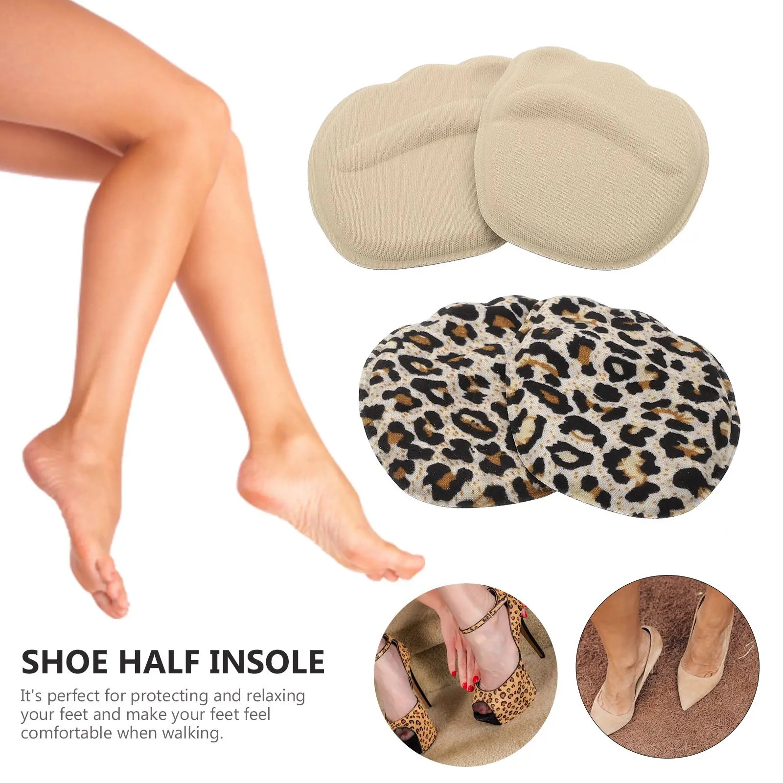 

6 Pairs Foot Pads Anti-Slip Sponge Pain Relief Metatarsal Pads High Heel Inserts Heel Forefoot Shoe Pad Pain Relief Foot Cushion