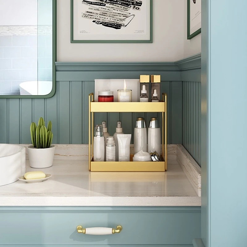 

Large Capacity Storage Rack Double Layer Storage Rack Perfume Display Shelf Bathroom Jewelry Stand Kitchen Spice Rack