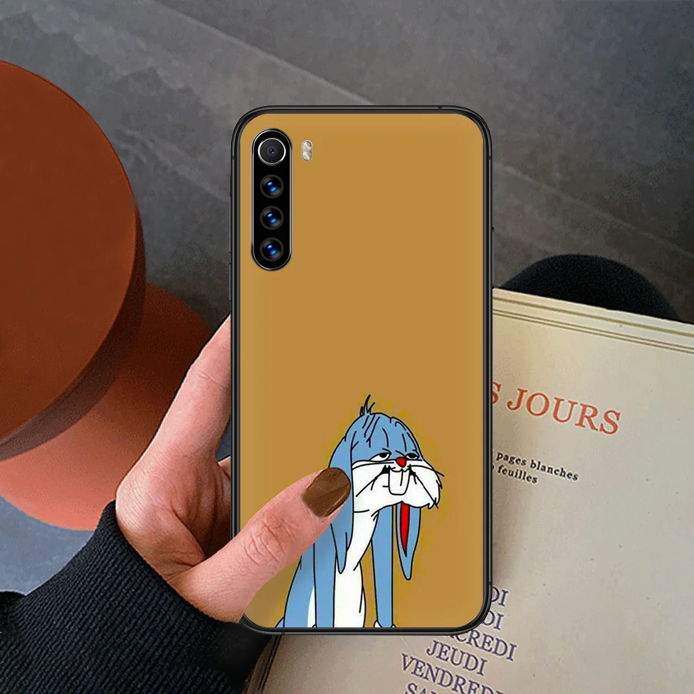 

cartoon Bugs Bunny Phone Case For Xiaomi Redmi Note 7 8 8T 9 9S 4X 7 7A 9A K30 Pro Ultra black Waterproof Tpu Coque Pretty
