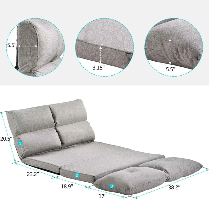 

Fabric Folding Chaise Lounge Floor Lazy Couch Sofa Bed Sleeping For Living Room Game Room Multi-functional Furniture