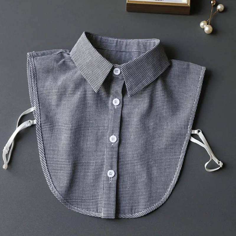 Леопардовый съемный воротник рубашки для женщин клетчатый ложный женская блузка