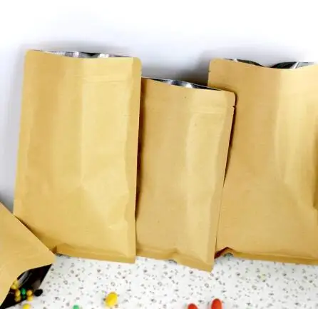 10pcs Kraft Paper Zip Lock Pouch with Aluminum Foil Food Tea Packaging Bag Snack Coffee Storage Resealable Zipper bag | Дом и сад