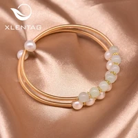 xlentag designer fresh water pearl banglebracelets for women daughter natual stone ladies boho jewelry for best friends gb0914