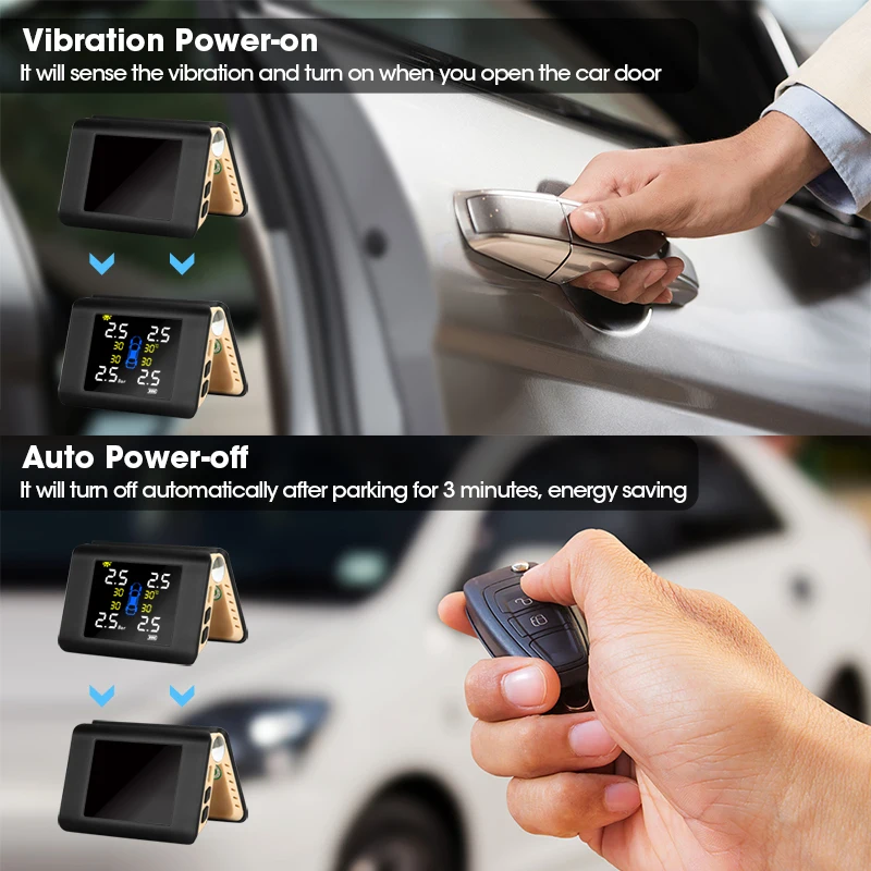 Беспроводная Автомобильная сигнализация Vtopek с солнечной зарядкой TPMS 4