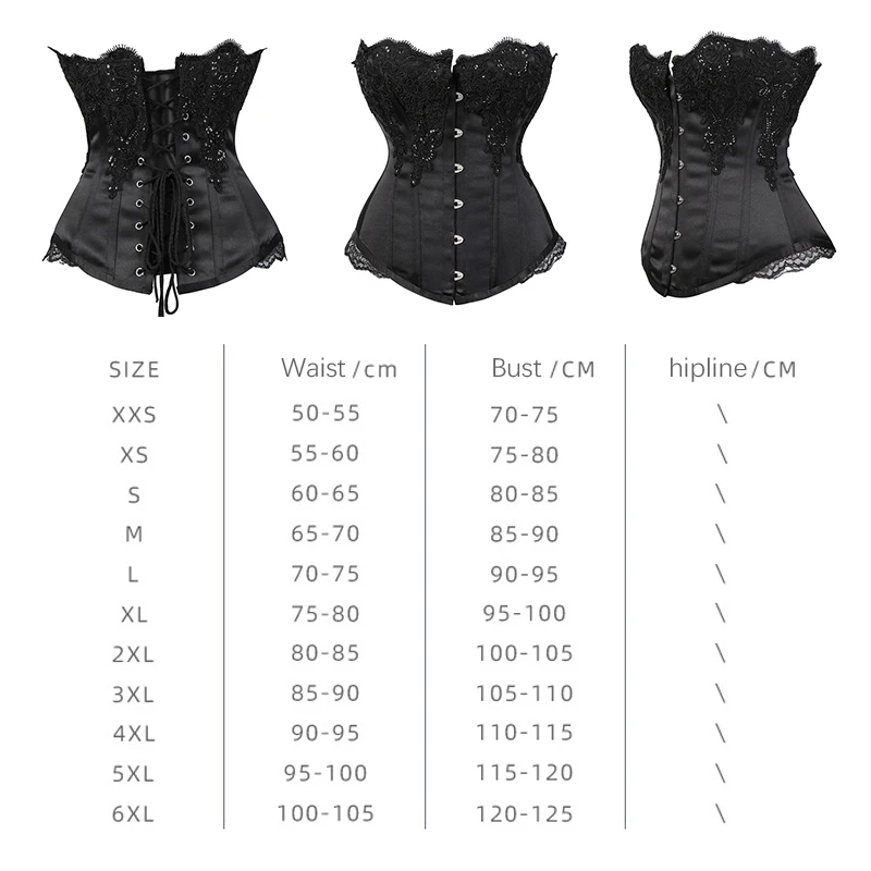 

Female Sexy Floral Corset Steampunk Woman Black Waist Trainer Bodice Tops Slimming Tummy Control Body Shaper Gothic Bustier