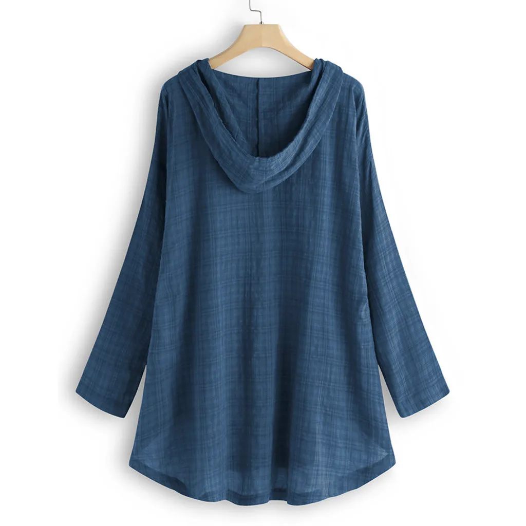 Блузка женская летняя с капюшоном и длинным рукавом повседневная мешковатая