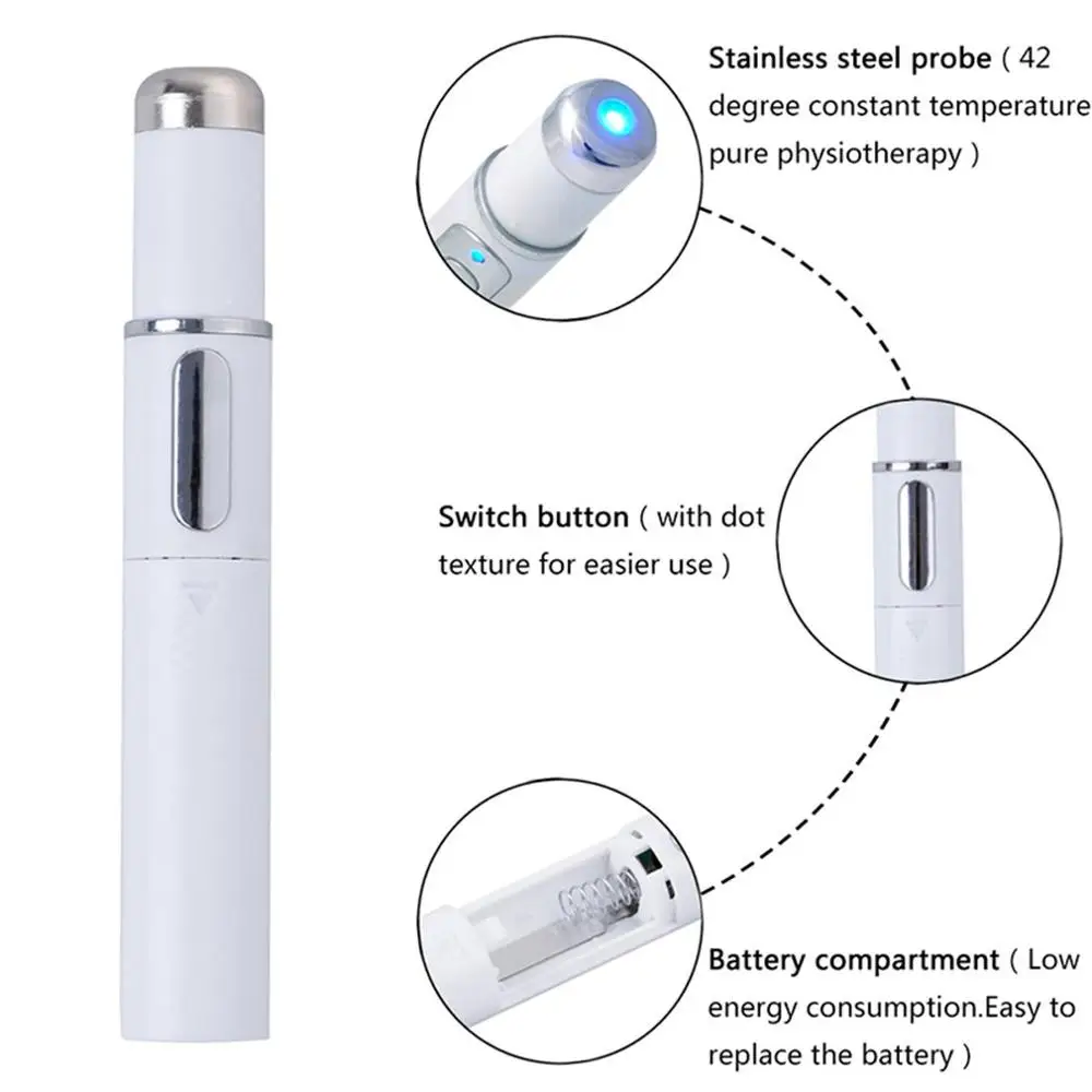 

Acne Laser Pen Wrinkle Removal Machine Portable Durable Blue Light Therapy Relax Massage Soft Scar Dark Circles Remover Device