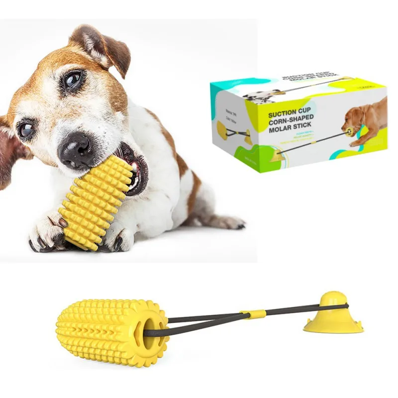 

Dog Chew Suction Cup Tug Of War Corn Toy Interactive Pet Chewers Rope Toothbrush Molar Bite Squeaky Toys Ball New