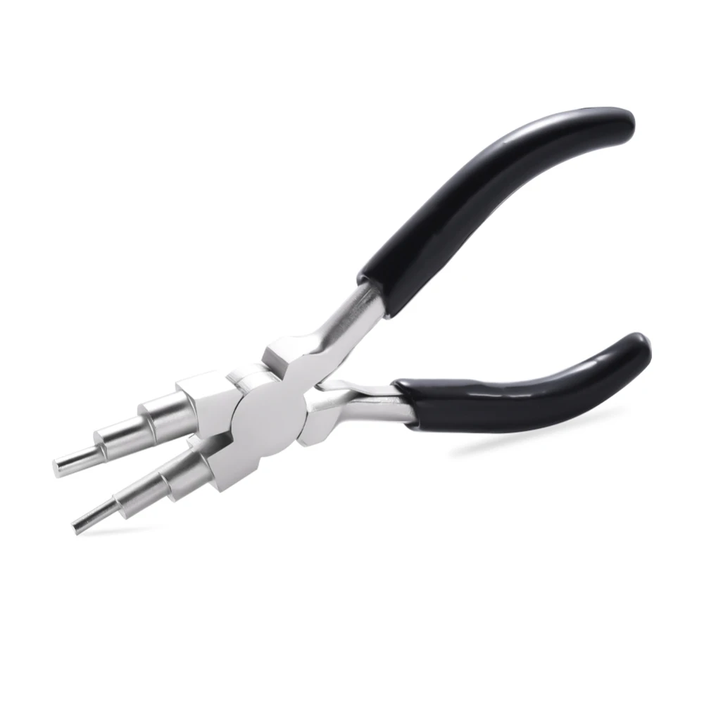 

1 Pc 6-in-1 Bail Making Pliers, Carbon Steel 6-Step Multi-Size Wire Looping Forming Pliers, for Loops and Jump Rings, Black